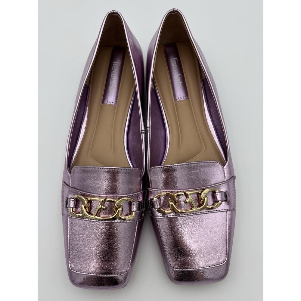 Franco Sarto Loafers Flats Pink Metallic Size 10 Chain Accent - Picture 4 of 13